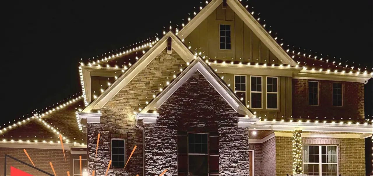 Christmas light installation by Thin Red Line Holiday Lighting